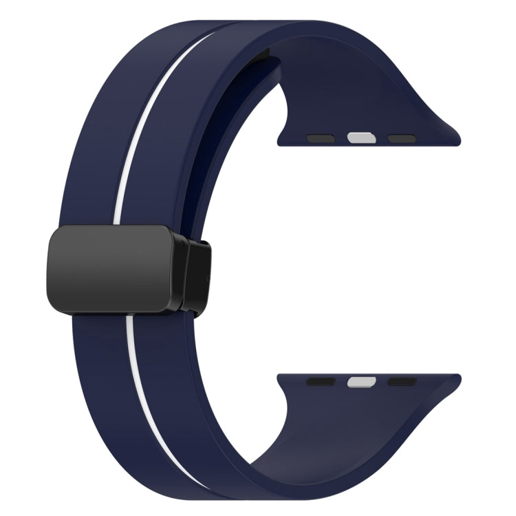 Two Color Folding Buckle Silicone Watch Band For Apple Watch 4 40mm(Midnight Blue+White) -  by PMC TechLife | Online Shopping South Africa | PMC TechLife