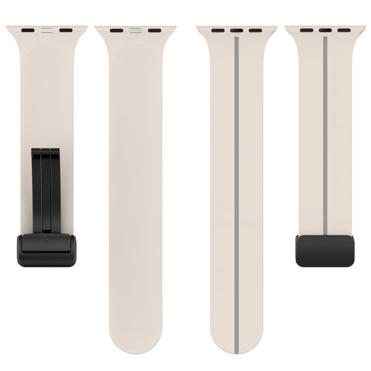 Two Color Folding Buckle Silicone Watch Band For Apple Watch 4 40mm(Starlight+Grey) -  by PMC TechLife | Online Shopping South Africa | PMC TechLife