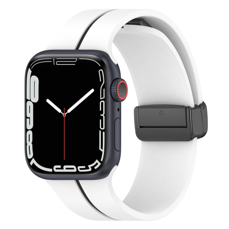 Two Color Folding Buckle Silicone Watch Band For Apple Watch 4 44mm(White+Black) -  by PMC TechLife | Online Shopping South Africa | PMC TechLife
