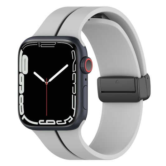 Two Color Folding Buckle Silicone Watch Band For Apple Watch 4 44mm(Light Grey+Black) -  by PMC Jewellery | Online Shopping South Africa | PMC Jewellery