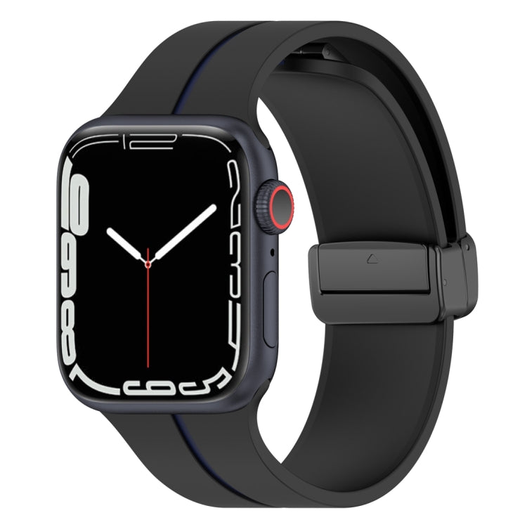 Two Color Folding Buckle Silicone Watch Band For Apple Watch 3 38mm(Black+Blue) -  by PMC TechLife | Online Shopping South Africa | PMC TechLife