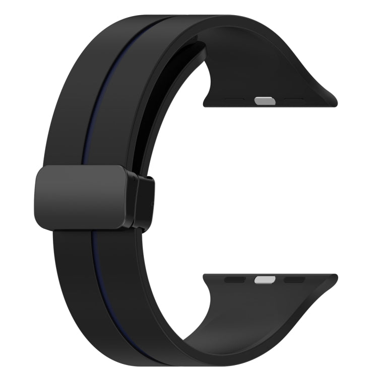 Two Color Folding Buckle Silicone Watch Band For Apple Watch 3 38mm(Black+Blue) -  by PMC TechLife | Online Shopping South Africa | PMC TechLife