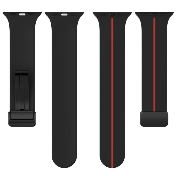 Two Color Folding Buckle Silicone Watch Band For Apple Watch 3 42mm(Black+Red) -  by PMC TechLife | Online Shopping South Africa | PMC TechLife