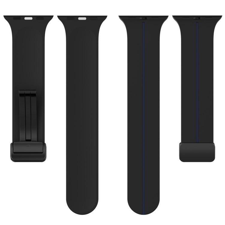 Two Color Folding Buckle Silicone Watch Band For Apple Watch 3 42mm(Black+Blue) -  by PMC TechLife | Online Shopping South Africa | PMC TechLife