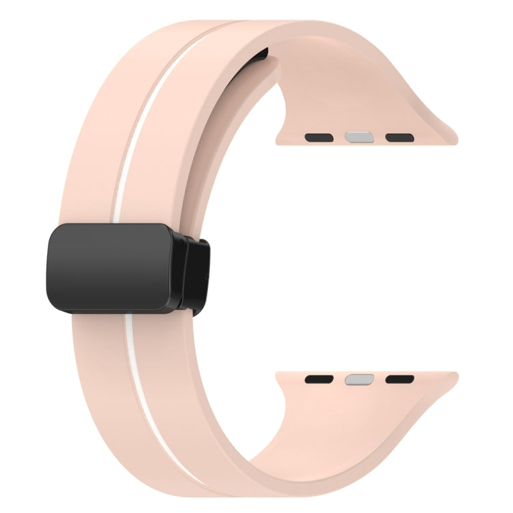 Two Color Folding Buckle Silicone Watch Band For Apple Watch 2 38mm(Pink+White) -  by PMC TechLife | Online Shopping South Africa | PMC TechLife
