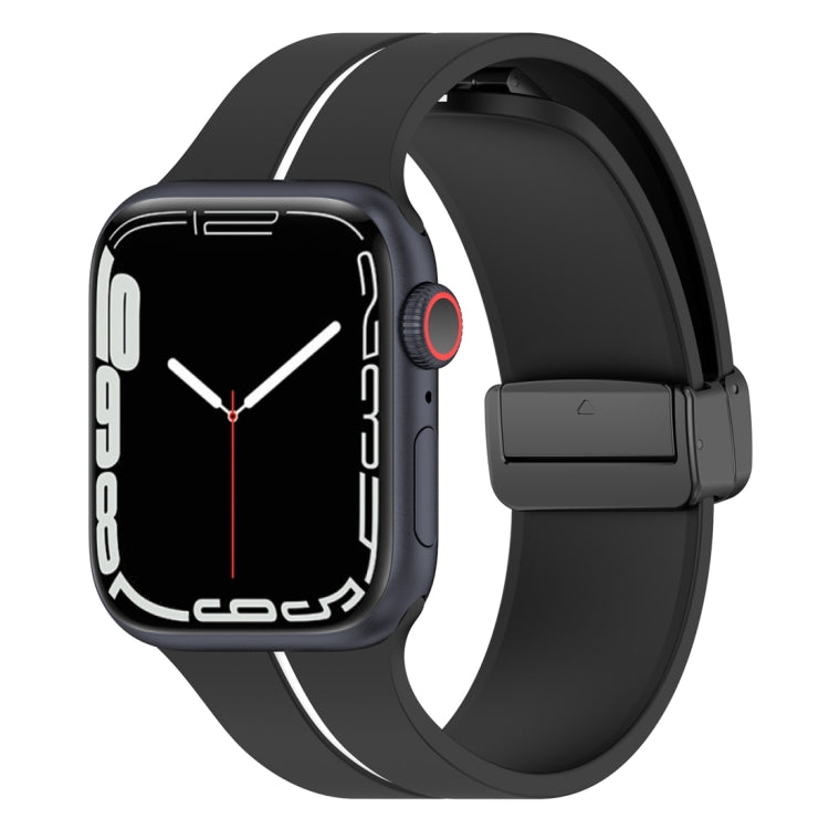 Two Color Folding Buckle Silicone Watch Band For Apple Watch 2 38mm(Black+White) -  by PMC TechLife | Online Shopping South Africa | PMC TechLife