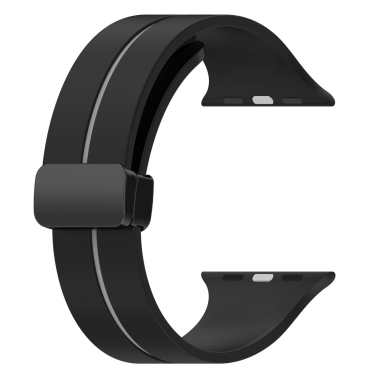 Two Color Folding Buckle Silicone Watch Band For Apple Watch 2 38mm(Black+Grey) -  by PMC TechLife | Online Shopping South Africa | PMC TechLife