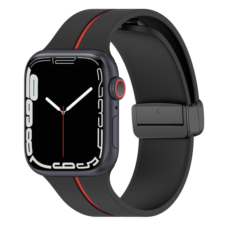 Two Color Folding Buckle Silicone Watch Band For Apple Watch 2 42 mm(Black+Red) -  by PMC TechLife | Online Shopping South Africa | PMC TechLife