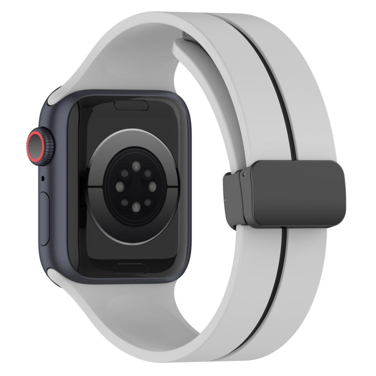Two Color Folding Buckle Silicone Watch Band For Apple Watch 2 42 mm(Light Grey+Black) -  by PMC TechLife | Online Shopping South Africa | PMC TechLife