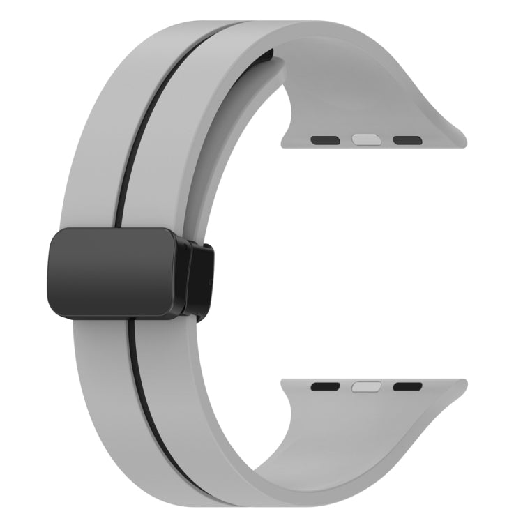 Two Color Folding Buckle Silicone Watch Band For Apple Watch 2 42 mm(Light Grey+Black) -  by PMC TechLife | Online Shopping South Africa | PMC TechLife