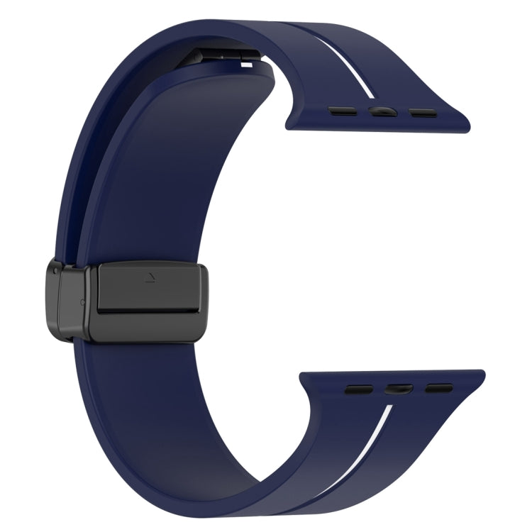 Two Color Folding Buckle Silicone Watch Band For Apple Watch 2 42 mm(Midnight Blue+White) -  by PMC TechLife | Online Shopping South Africa | PMC TechLife