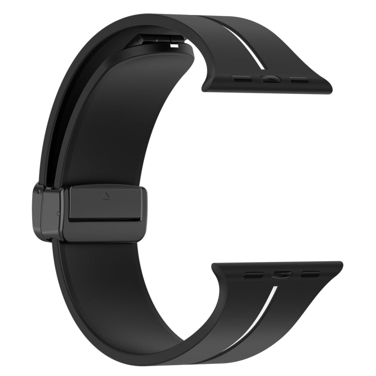 Two Color Folding Buckle Silicone Watch Band For Apple Watch 38mm(Black+White) -  by PMC TechLife | Online Shopping South Africa | PMC TechLife