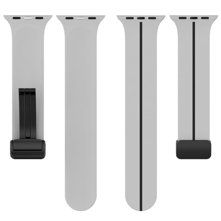 Two Color Folding Buckle Silicone Watch Band For Apple Watch 38mm(Light Grey+Black) -  by PMC TechLife | Online Shopping South Africa | PMC TechLife