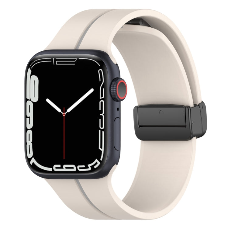 Two Color Folding Buckle Silicone Watch Band For Apple Watch 38mm(Starlight+Grey) -  by PMC TechLife | Online Shopping South Africa | PMC TechLife