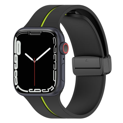 Two Color Folding Buckle Silicone Watch Band For Apple Watch 42mm(Black+Lime) -  by PMC Jewellery | Online Shopping South Africa | PMC Jewellery