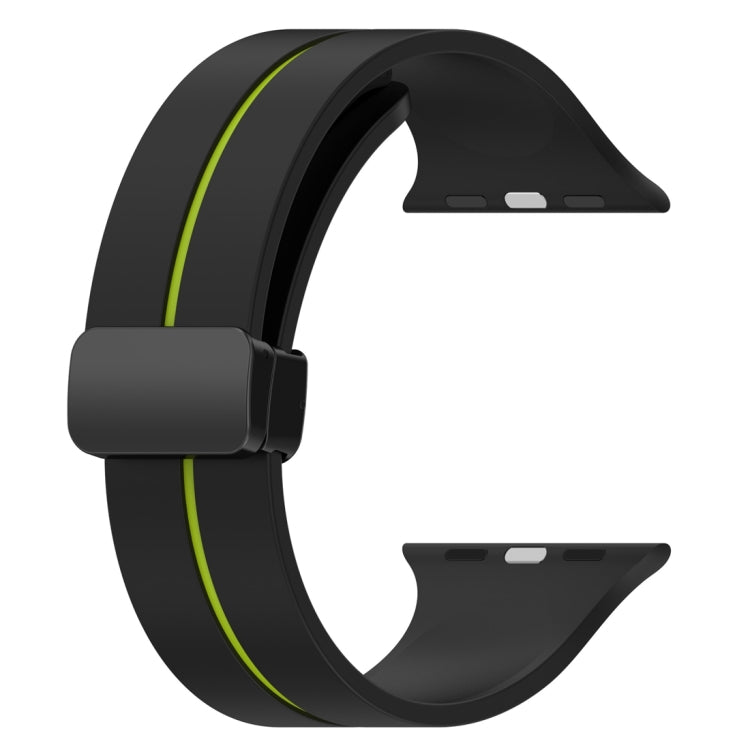 Two Color Folding Buckle Silicone Watch Band For Apple Watch 42mm(Black+Lime) -  by PMC TechLife | Online Shopping South Africa | PMC TechLife