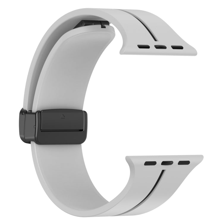 Two Color Folding Buckle Silicone Watch Band For Apple Watch 42mm(Light Grey+Black) -  by PMC Jewellery | Online Shopping South Africa | PMC Jewellery