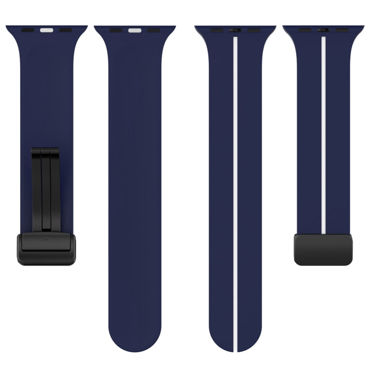 Two Color Folding Buckle Silicone Watch Band For Apple Watch 42mm(Midnight Blue+White) -  by PMC TechLife | Online Shopping South Africa | PMC TechLife