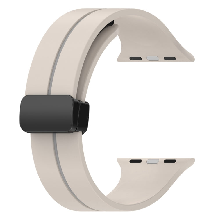 Two Color Folding Buckle Silicone Watch Band For Apple Watch 42mm(Starlight+Grey) -  by PMC TechLife | Online Shopping South Africa | PMC TechLife