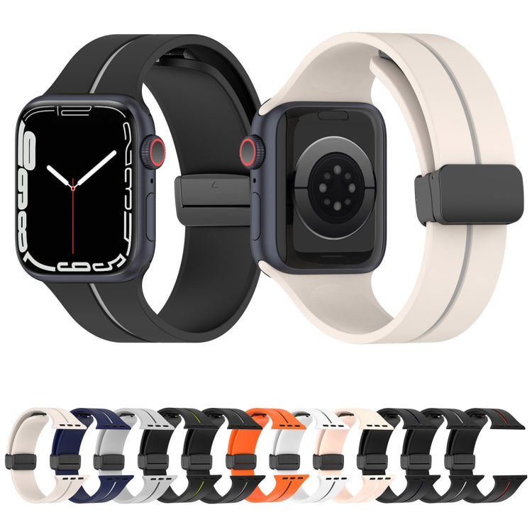 Two Color Folding Buckle Silicone Watch Band For Apple Watch 38mm(Starlight+Grey) -  by PMC TechLife | Online Shopping South Africa | PMC TechLife