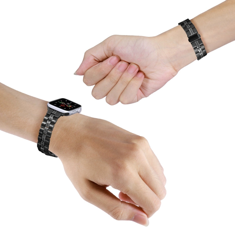 3-Beads Stripe Metal Watch Band For Apple Watch 4 40mm(Black) -  by PMC TechLife | Online Shopping South Africa | PMC TechLife