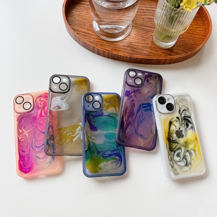 For iPhone 14 Oil Painting Electroplating TPU Phone Case(Pink) - iPhone 14 Cases by PMC TechLife | Online Shopping South Africa | PMC TechLife