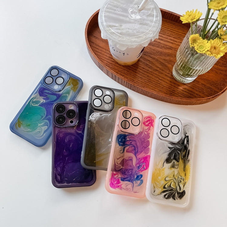 For iPhone 14 Pro Oil Painting Electroplating TPU Phone Case(Blue) - iPhone 14 Pro Cases by PMC TechLife | Online Shopping South Africa | PMC TechLife