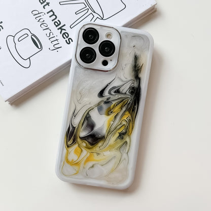 For iPhone 14 Pro Max Oil Painting Electroplating TPU Phone Case(White) - iPhone 14 Pro Max Cases by PMC Jewellery | Online Shopping South Africa | PMC Jewellery