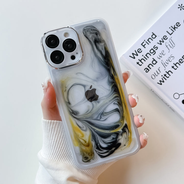 For iPhone 13 Pro Max Oil Painting Electroplating TPU Phone Case(White) - iPhone 13 Pro Max Cases by PMC Jewellery | Online Shopping South Africa | PMC Jewellery