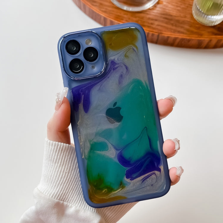 For iPhone 11 Pro Oil Painting Electroplating TPU Phone Case(Blue) - iPhone 11 Pro Cases by PMC Jewellery | Online Shopping South Africa | PMC Jewellery