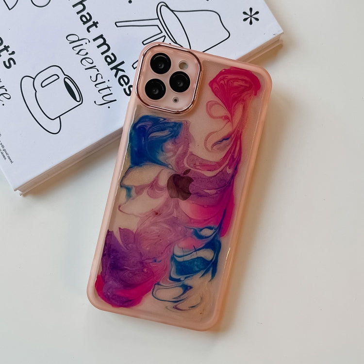 For iPhone 11 Pro Max Oil Painting Electroplating TPU Phone Case(Pink) - iPhone 11 Pro Max Cases by PMC TechLife | Online Shopping South Africa | PMC TechLife