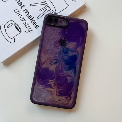 For iPhone 8 Plus / 7 Plus Oil Painting Electroplating TPU Phone Case(Purple) - More iPhone Cases by PMC Jewellery | Online Shopping South Africa | PMC Jewellery