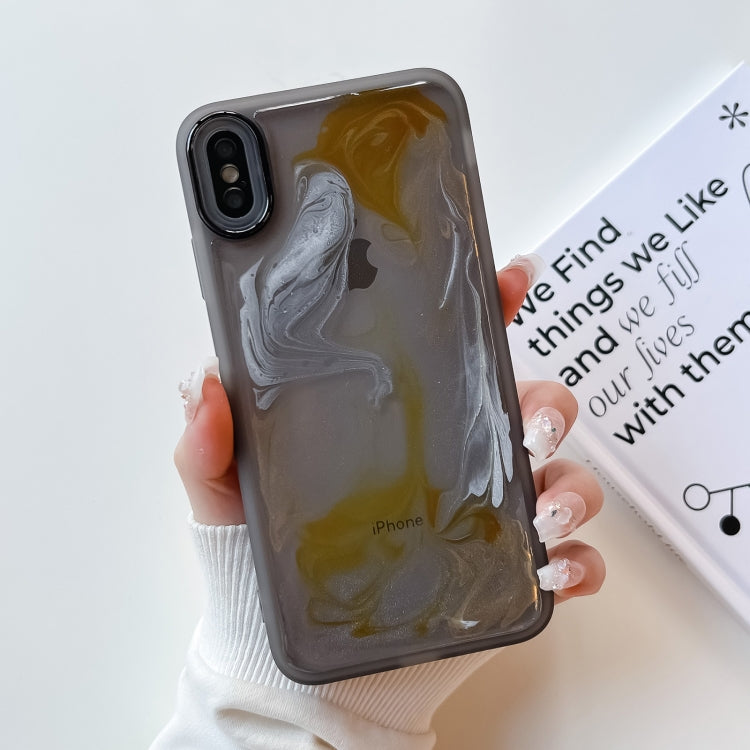 For iPhone XS Max Oil Painting Electroplating TPU Phone Case(Grey) - More iPhone Cases by PMC Jewellery | Online Shopping South Africa | PMC Jewellery