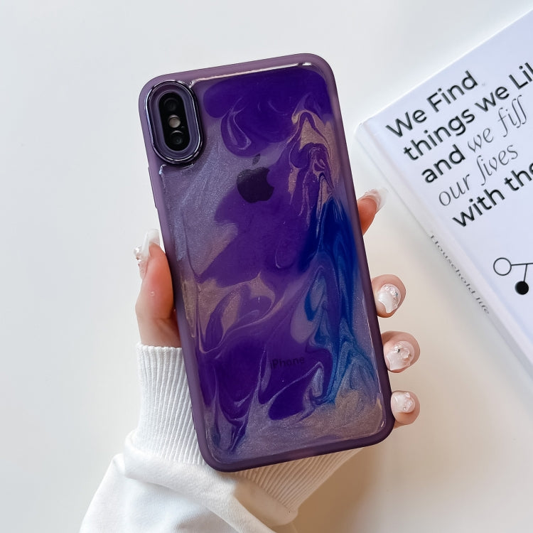 For iPhone XS Max Oil Painting Electroplating TPU Phone Case(Purple) - More iPhone Cases by PMC Jewellery | Online Shopping South Africa | PMC Jewellery