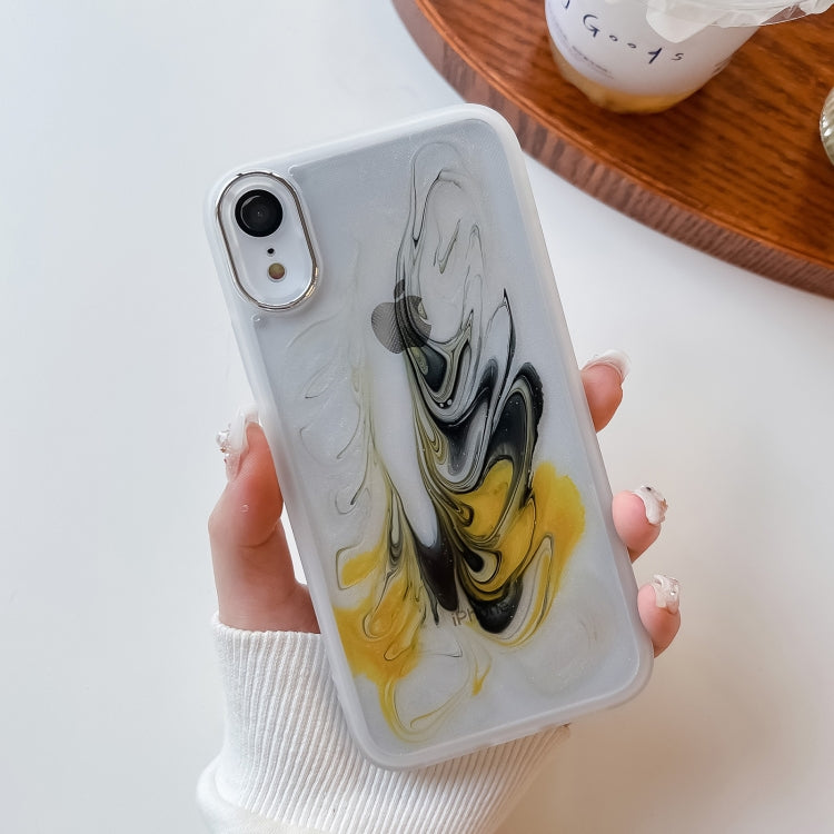 For iPhone XR Oil Painting Electroplating TPU Phone Case(White) - More iPhone Cases by PMC Jewellery | Online Shopping South Africa | PMC Jewellery