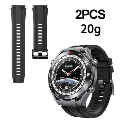 2pcs Regular Style For Huawei Watch Ultimate Silicone Replacement Watch Band(Black) -  by PMC Jewellery | Online Shopping South Africa | PMC Jewellery