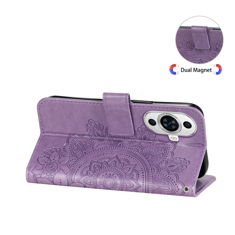 For Huawei nova 11 7-petal Flowers Embossing Leather Phone Case(Light Purple) - Huawei Cases by PMC Jewellery | Online Shopping South Africa | PMC Jewellery