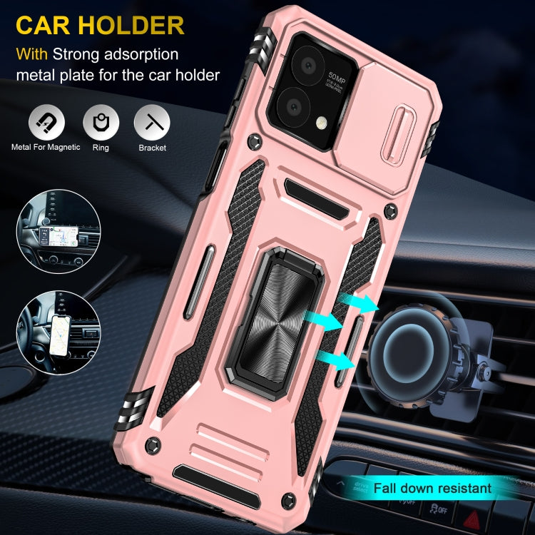 For Motorola Moto G Stylus 2023 Armor PC + TPU Camera Shield Phone Case(Rose Gold) - Motorola Cases by PMC Jewellery | Online Shopping South Africa | PMC Jewellery