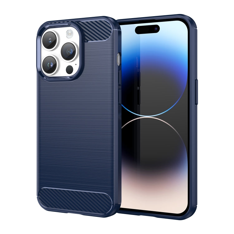 For iPhone 15 Pro Max Brushed Texture Carbon Fiber TPU Phone Case(Blue) - iPhone 15 Pro Max Cases by PMC Jewellery | Online Shopping South Africa | PMC Jewellery