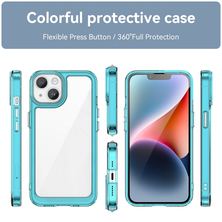 For iPhone 15 Colorful Series Acrylic + TPU Phone Case(Transparent Blue) - iPhone 15 Cases by PMC Jewellery | Online Shopping South Africa | PMC Jewellery