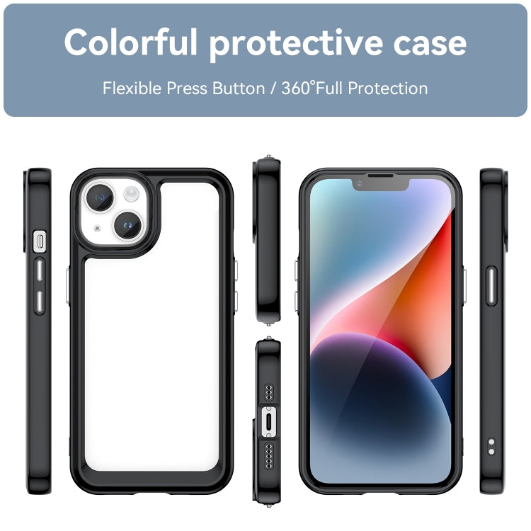 For iPhone 15 Plus Colorful Series Acrylic + TPU Phone Case(Black) - iPhone 15 Plus Cases by PMC TechLife | Online Shopping South Africa | PMC TechLife