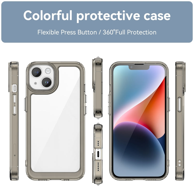 For iPhone 15 Plus Colorful Series Acrylic + TPU Phone Case(Transparent Grey) - iPhone 15 Plus Cases by PMC TechLife | Online Shopping South Africa | PMC TechLife