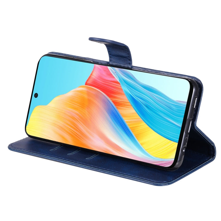 For OPPO A58 4G Fashion Calf Texture Zipper Leather Phone Case(Blue) - OPPO Cases by PMC TechLife | Online Shopping South Africa | PMC TechLife | Buy Now Pay Later Mobicred