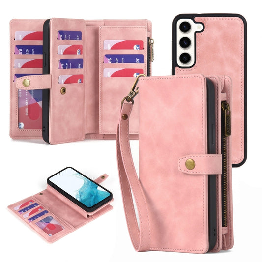 For Samsung Galaxy S10 Zipper Wallet Detachable MagSafe Leather Phone Case(Pink) - Galaxy Phone Cases by PMC Jewellery | Online Shopping South Africa | PMC Jewellery