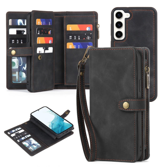 For Samsung Galaxy S10 Zipper Wallet Detachable MagSafe Leather Phone Case(Black) - Galaxy Phone Cases by PMC Jewellery | Online Shopping South Africa | PMC Jewellery