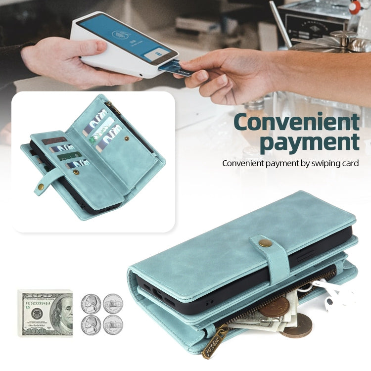 For Samsung Galaxy S10+ Zipper Wallet Detachable MagSafe Leather Phone Case(Blue) - Galaxy Phone Cases by PMC TechLife | Online Shopping South Africa | PMC TechLife