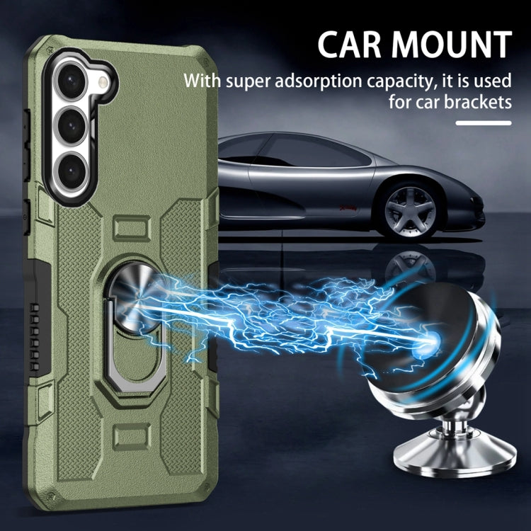 For Samsung Galaxy S23 5G Ring Holder Armor Hybrid Phone Case(Green) - free shipping - PMC TechLife - Order now!