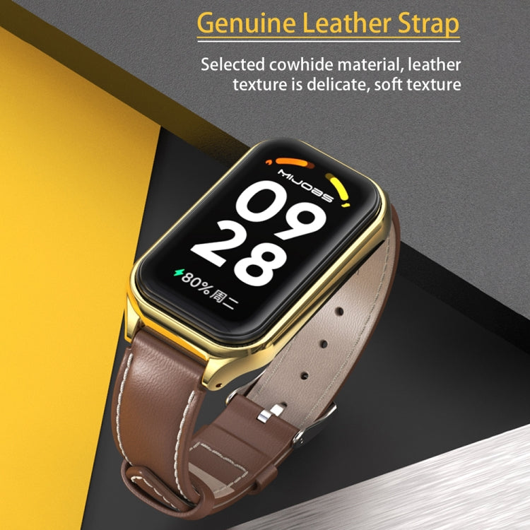 For Xiaomi Smart Band 8 Active / Redmi Band 2 Mijobs Metal Shell Microfiber PU Leather Watch Band(Black Silver) - Watch Bands by MIJOBS | Online Shopping South Africa | PMC TechLife | Buy Now Pay Later Mobicred