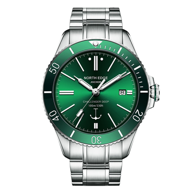 NORTH EDGE ANCHOR Men Outdoor 100m Waterproof Mechanical Watch(Green) - Metal Strap Watches by NORTH EDGE | Online Shopping South Africa | PMC Jewellery