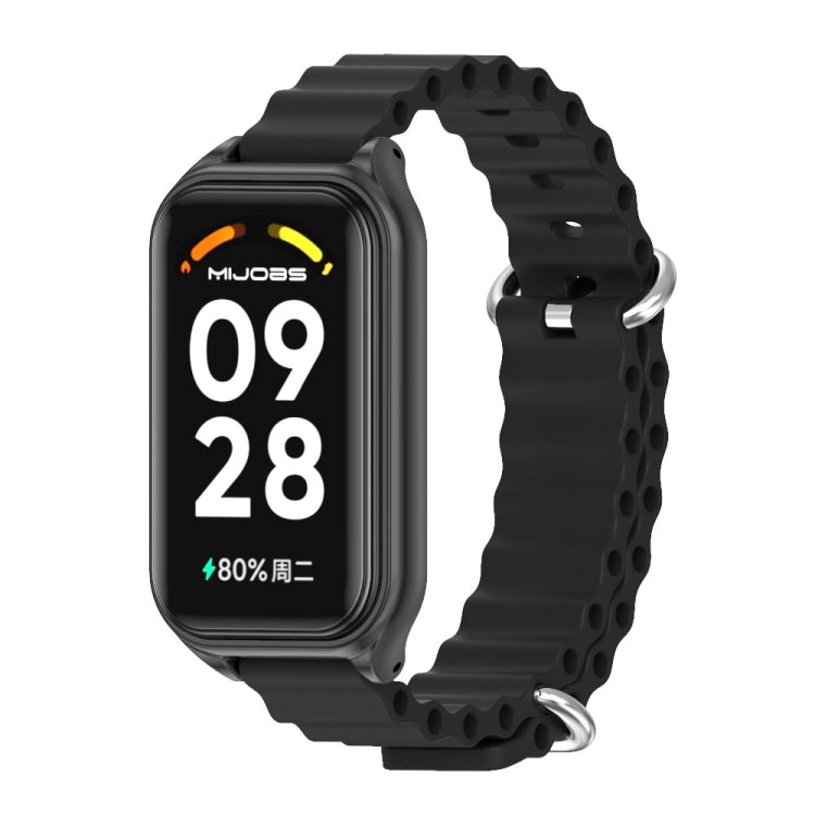 For Redmi Band 2 Mijobs Metal Shell Ocean Silicone Watch Band(Black) -  by MIJOBS | Online Shopping South Africa | PMC Jewellery